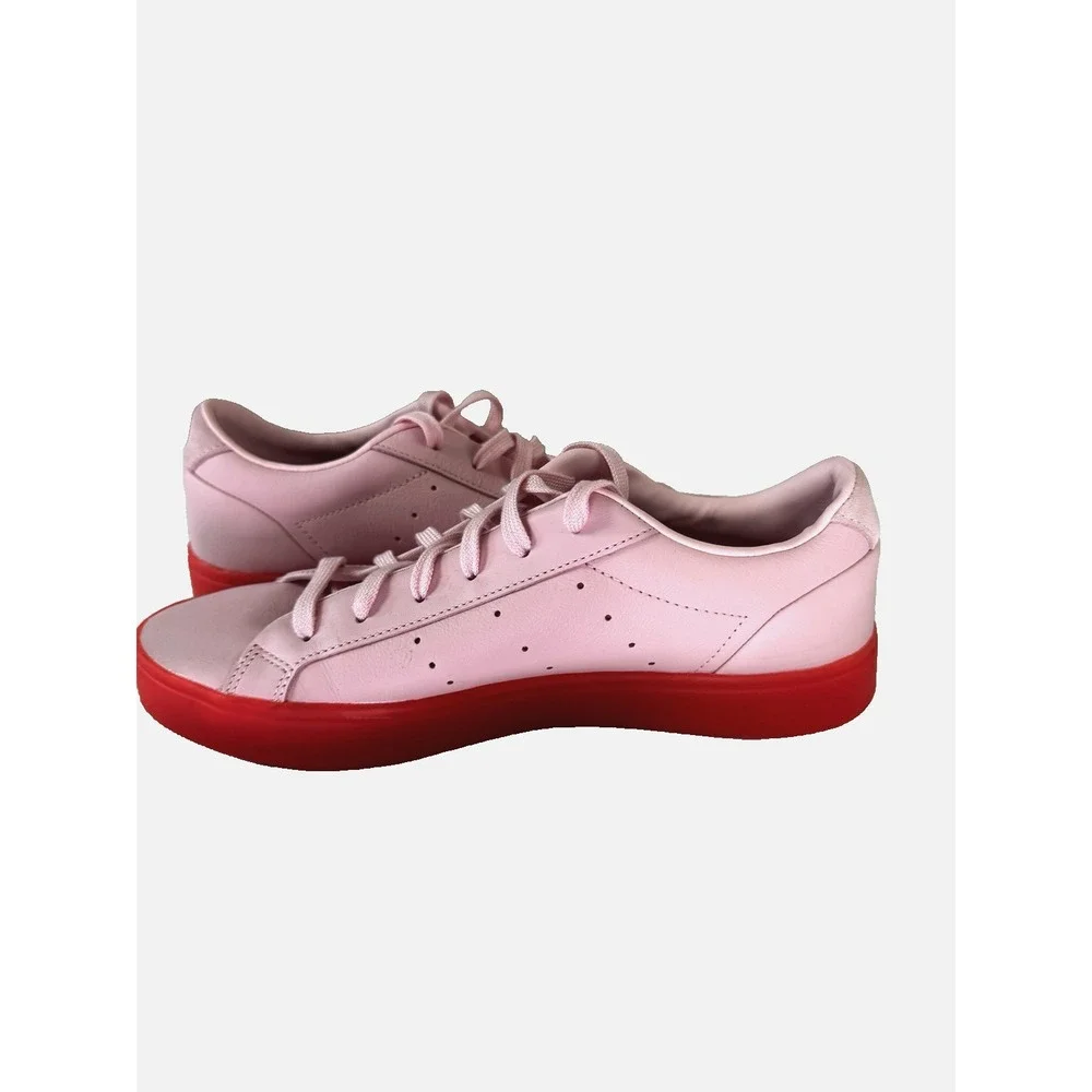 Adidas Originals Sleek Pink Neon Red Leather Sneakers 9.5 Statement Streetwear